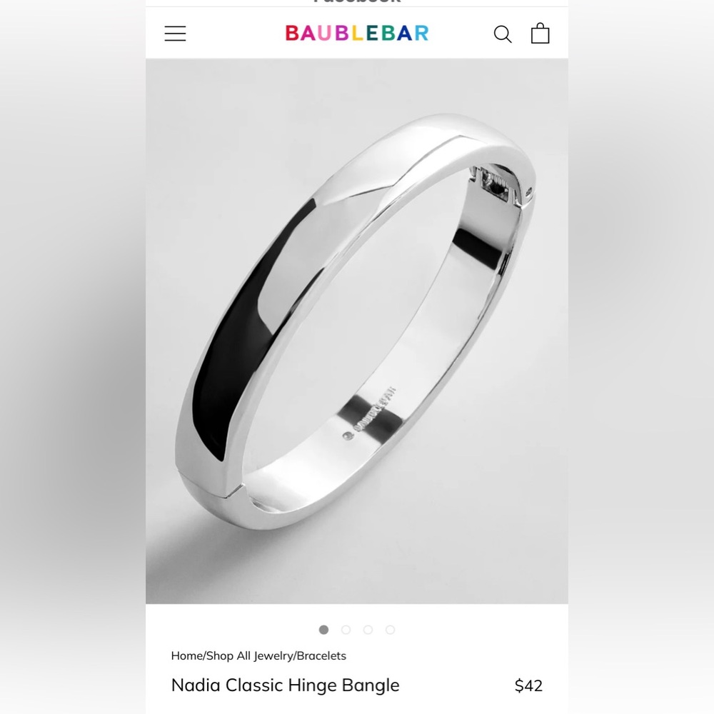 BaubleBar Silver Hinged Bangle Bracelet